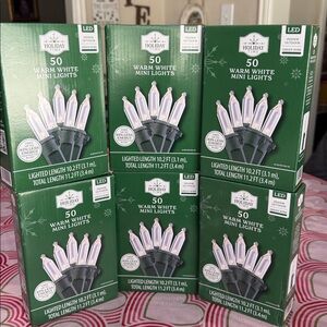 Holiday Time "Set of 6" 50-Count Mini Warm White LED Christmas String Lights
